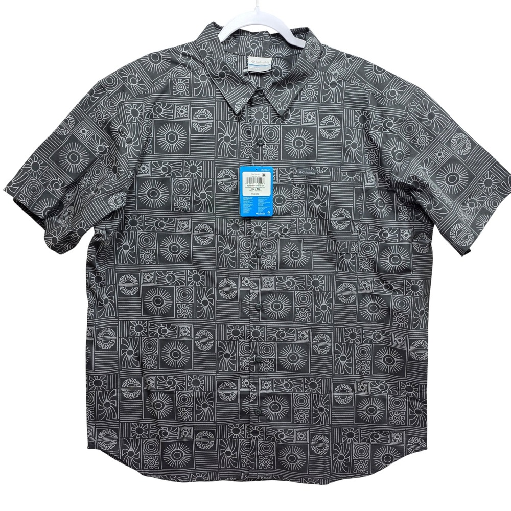 Columbia Aztec Sun Rogers Peak Button Shirt Men XL Grey Key Pocket Gorpecore New